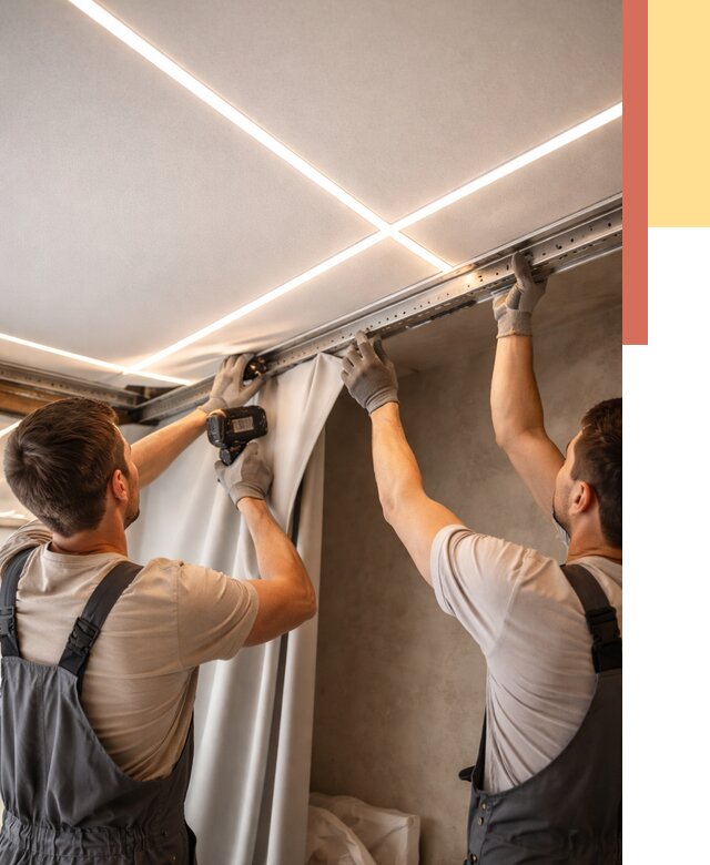 Монтаж натяжного потолка со световыми линиями в Алексеевке от 1215 руб. | ОТДЕЛОЧНИК-Лкв