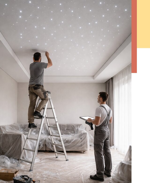 Монтаж натяжного потолка «звездное небо» в Алексеевке от 6581 руб. | ОТДЕЛОЧНИК-Лкв