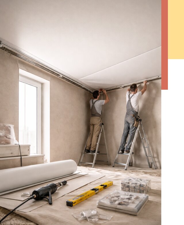 Монтаж натяжного потолка в спальне в Алексеевке от 3847 руб. под ключ | ОТДЕЛОЧНИК-Лкв