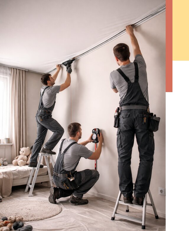 Монтаж натяжного потолка в детской в Алексеевке от 3543 руб. — быстро и недорого | ОТДЕЛОЧНИК-Лкв