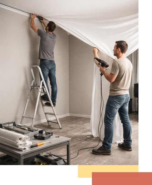 Монтаж натяжного потолка в студии в Алексеевке