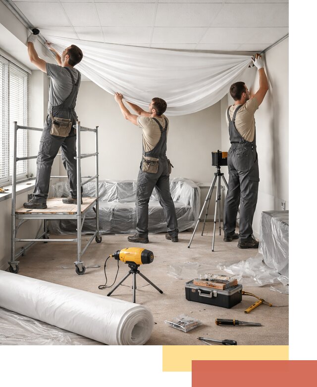 Монтаж натяжного потолка в офисе в Алексеевке