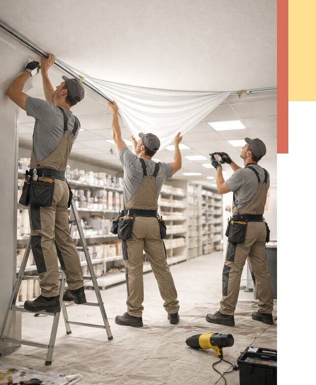 Монтаж натяжного потолка в магазине в Алексеевке от 4556 руб. быстро и недорого | ОТДЕЛОЧНИК-Лкв