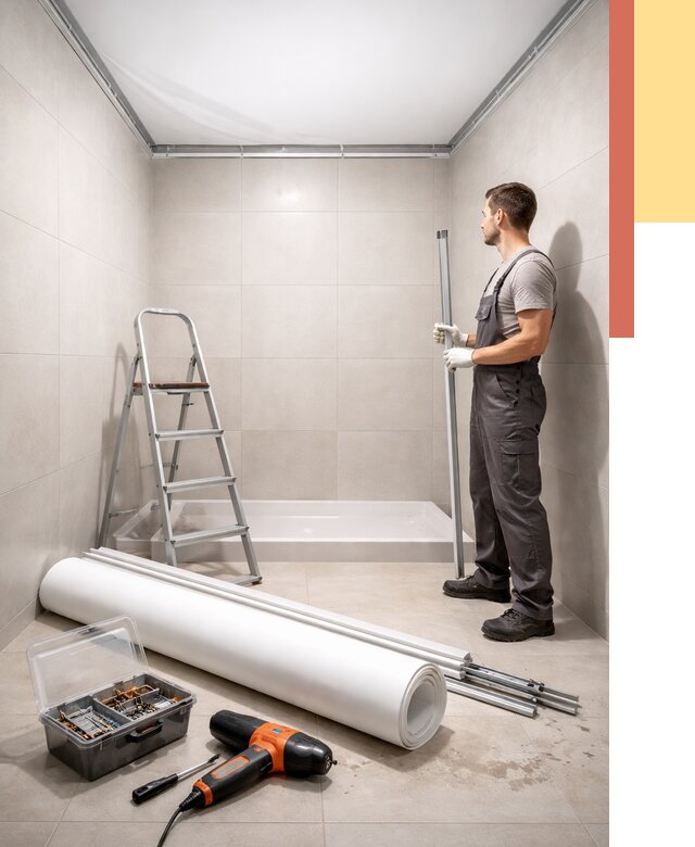 Монтаж натяжного потолка в санузле в Алексеевке от 1873 руб. — ОТДЕЛОЧНИК-Лкв