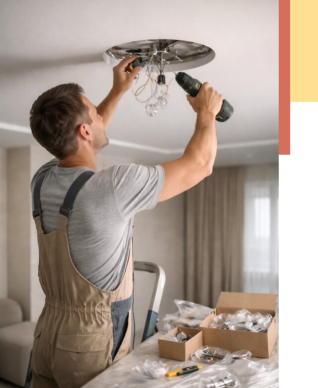 Установка люстры в натяжной потолок в Алексеевке от 1215 руб. | Быстро и недорого — ОТДЕЛОЧНИК-Лкв