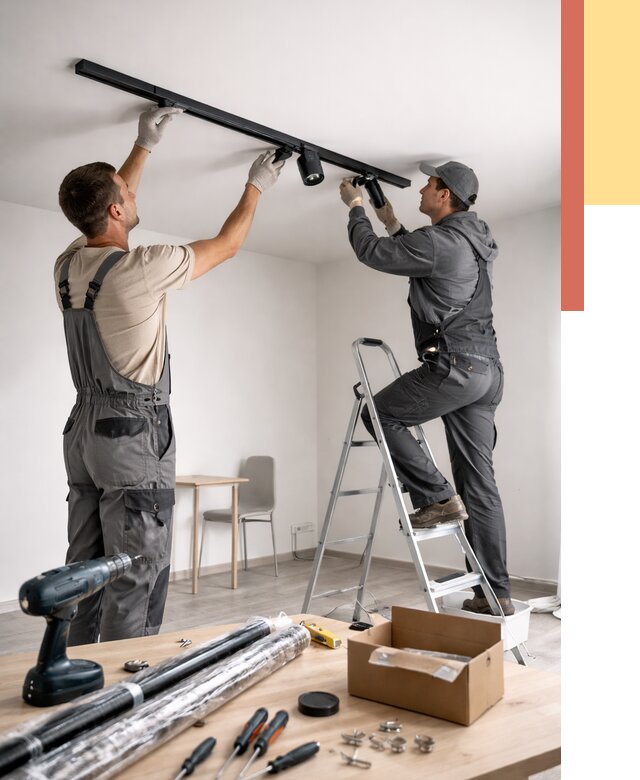 Установка трековых светильников в натяжной потолок в Алексеевке от 4252 руб. | ОТДЕЛОЧНИК-Лкв