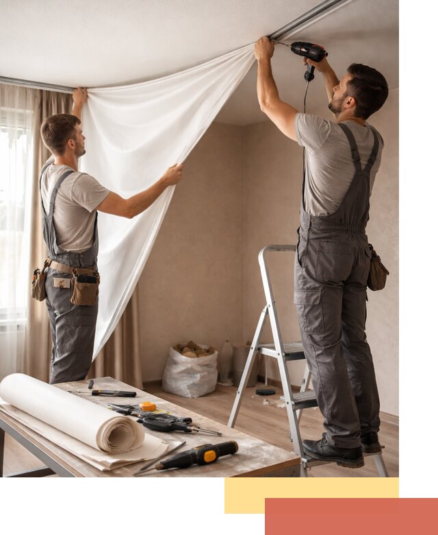 Замена полотна натяжного потолка в Алексеевке быстро и качественно