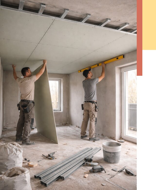 Одноуровневый потолок из гипсокартона в Алексеевке от 759 руб. — монтаж под ключ | ОТДЕЛОЧНИК-Лкв