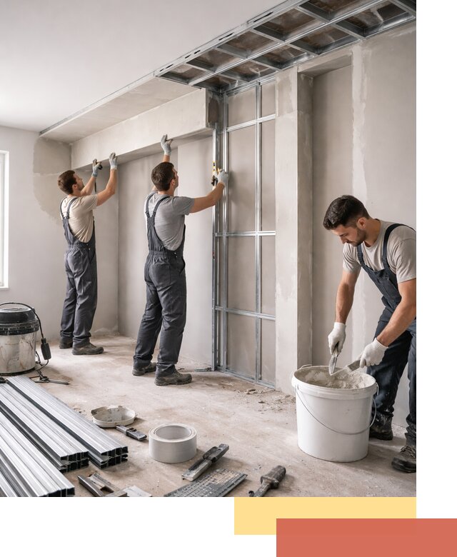 Монтаж потолка из гипсокартона с нишей в Алексеевке