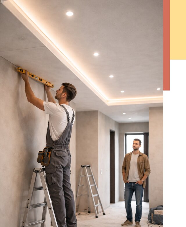 Потолок из гипсокартона с подсветкой в Алексеевке от 759 руб./м2 под ключ | ОТДЕЛОЧНИК-Лкв