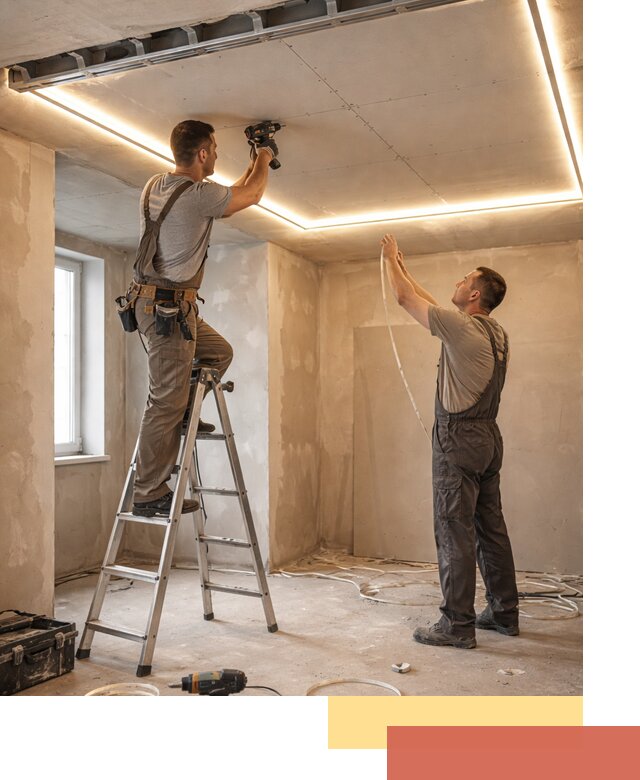 Потолок из гипсокартона с подсветкой в Алексеевке