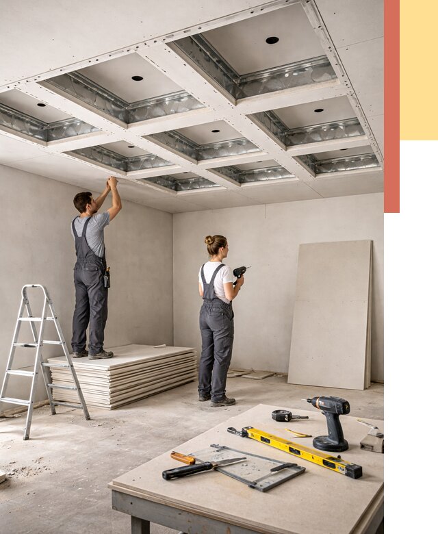 Кессонный потолок из гипсокартона в Алексеевке от 1873 руб. — монтаж и под ключ | ОТДЕЛОЧНИК-Лкв