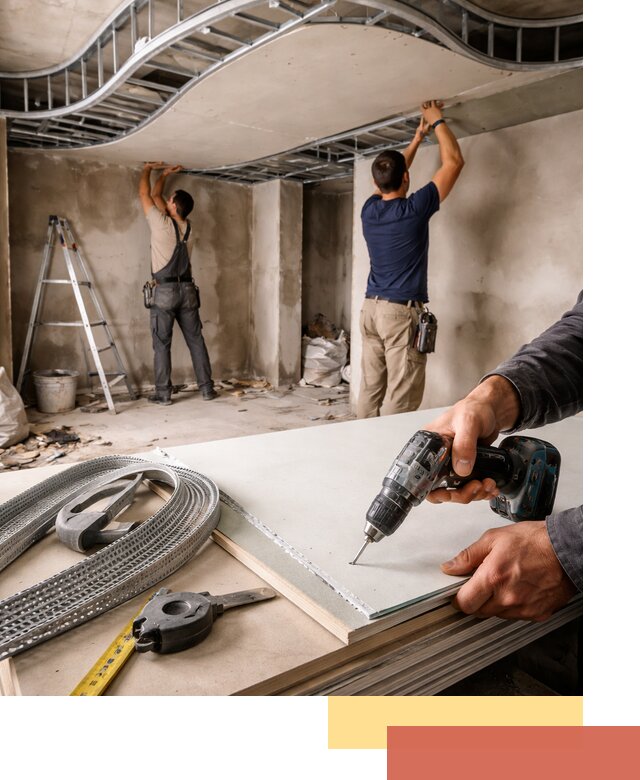 Криволинейный потолок из гипсокартона в Алексеевке — монтаж и отделка