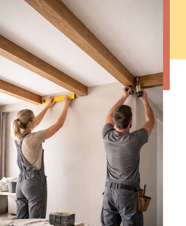 Монтаж декоративных балок на потолок в Алексеевке от 4252 руб. — ОТДЕЛОЧНИК-Лкв