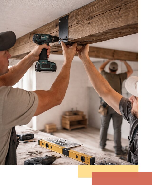 Монтаж декоративных потолочных балок в Алексеевке